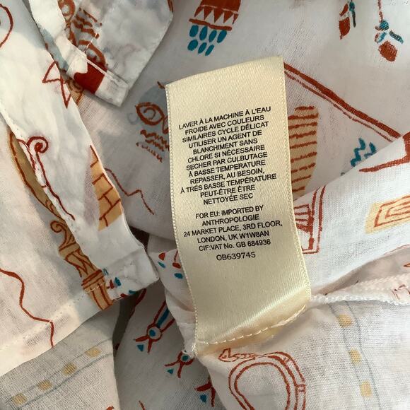 Anthropologie Danielle Kroll Egyptian Hieroglyphics Print Sleeveless Top Medium - Picture 8 of 8